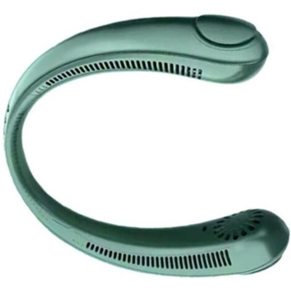 Bærbar halsventilator. Mini bladløs ventilator, USB genopladelig. Stille til udendørs sport. Grøn farve