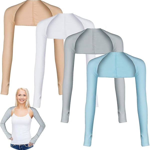 4 par kvinnor kylande  armskydd med fingerhål Anti Uv  (ZYH)