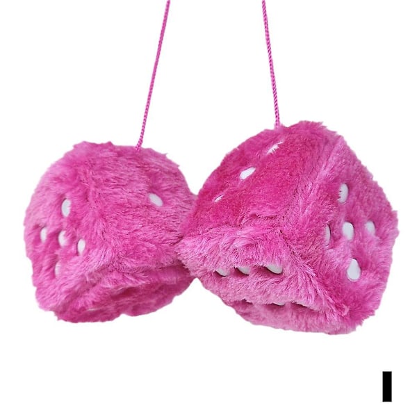 Bil Färgglad Mjuk fläckig lurvig Fluffig hängspegel Fuzzy Dice Dekor Rosa (ZYH)