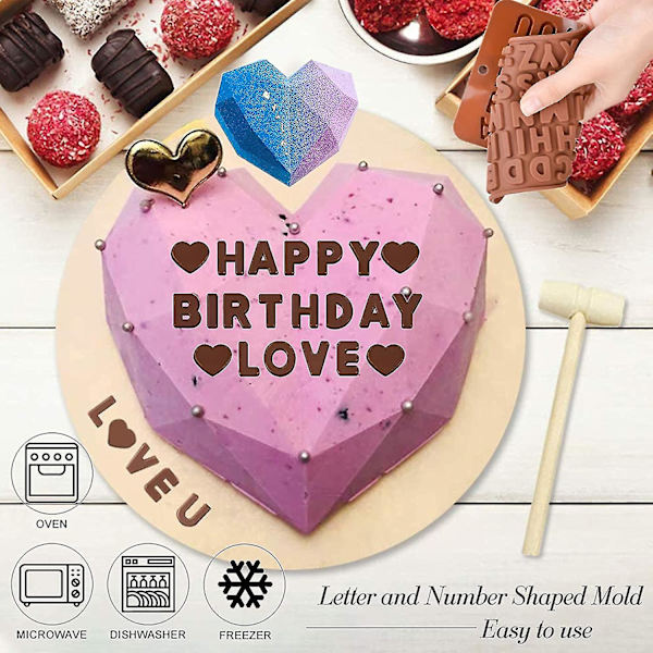 Hjärtformar för choklad 22 cm Stor Silikonkakform (ZYH) big heart and 2 Letter Mold