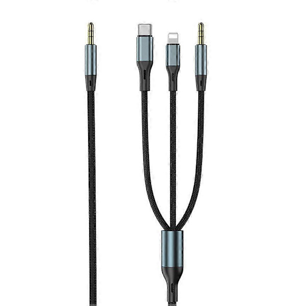 Tre-i-ett Aux-lydkabel, Type-C Apple 3,5 mm lyd Multifunksjonell billydkabel