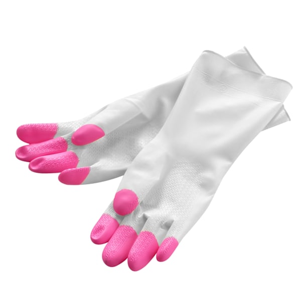 PVC Hushållshandskar Rengöring Anti Slip Multifunktionella Ergonomiska Vattentäta Diskhandskar Rosa (ZYH)