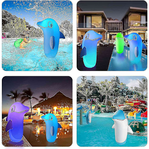 Ljus upp poolleksaker för barn vuxna uppblåsbar delfin stå upp på vatten land med tumbler design / L  (ZYH)