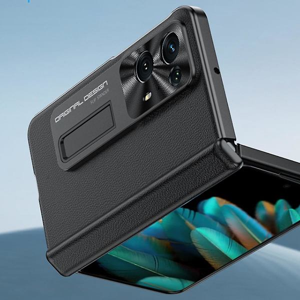 For Oppo Find N2 5G gångjärnsskydd telefonfodral PU läder + PC stativ telefonfodral  (DPD) Black Oppo Find N2 5G