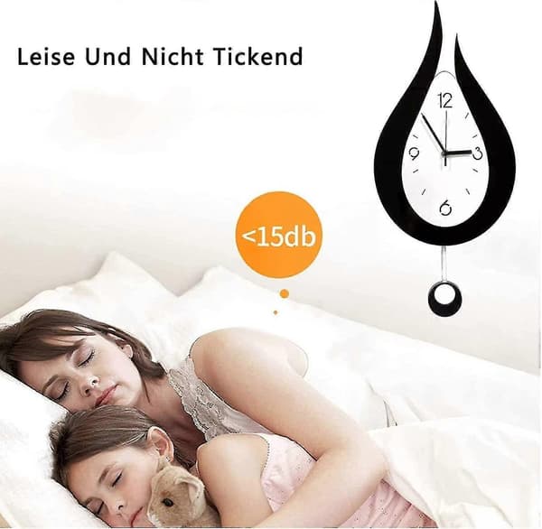 Väggklocka Modern Kreativ Vattendroppe Pendelklocka Med Pendel, Tyst Pendelklocka Digital Väggklocka