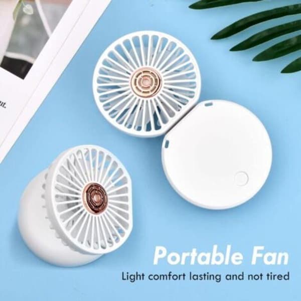 3-i-1 Mini Bærbar Ventilator: USB genopladelig mini lommeventilator med tre hastigheder (hvid)
