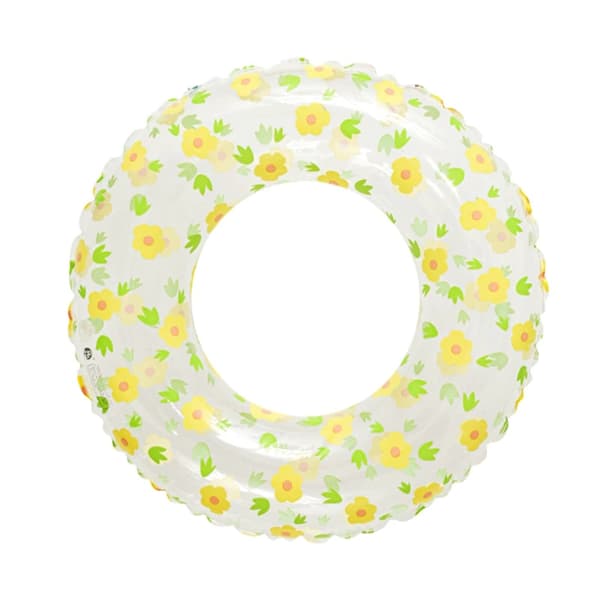 73 cm uppblåsbar kristallbadring med liten gul blomma, bärbar poolflotte