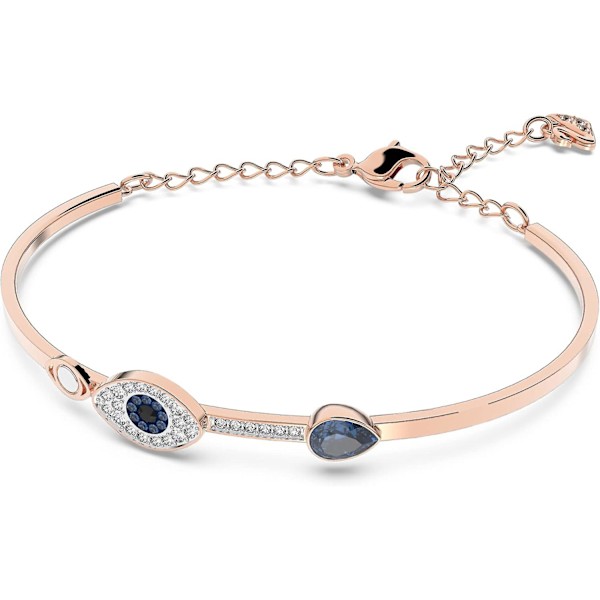 Symbolisk armband med ont öga för kvinnor, blå kristall, blandad metallfinish, medium_SSDLV  (ZYH)