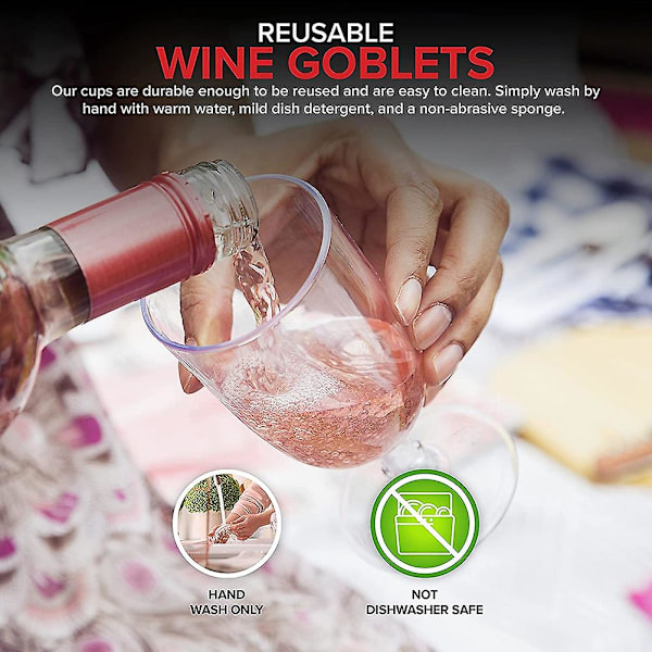 Klar plast vinglas återvinningsbart - Shatterproof vinglas, 20 st (ZYH) Transparent