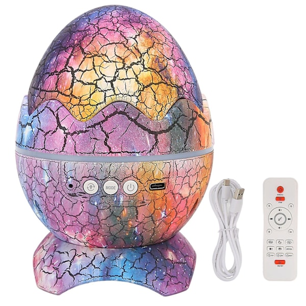 LED Galaxy Projektor Lampa Dinosaurie Ägg Form Vit Brus Bluetooth Högtalare Nattlampa (ZYH)
