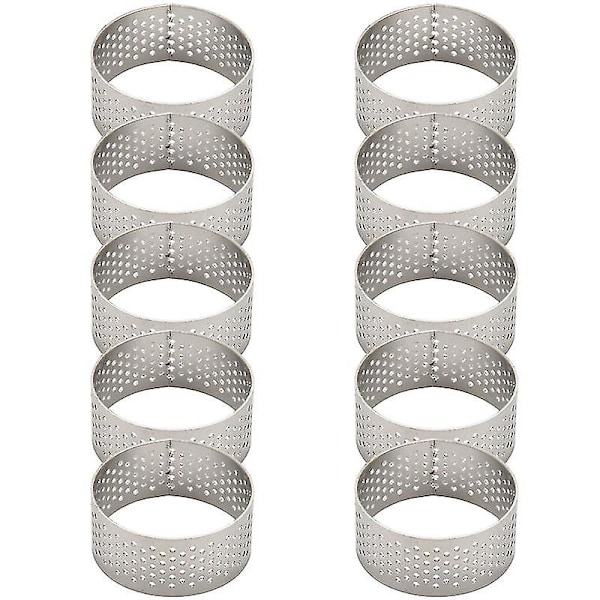 10 st 4,5 cm runda perforerade sömlösa tårtformar Quiche-formar Tårtformar med hål (ZYH) silver