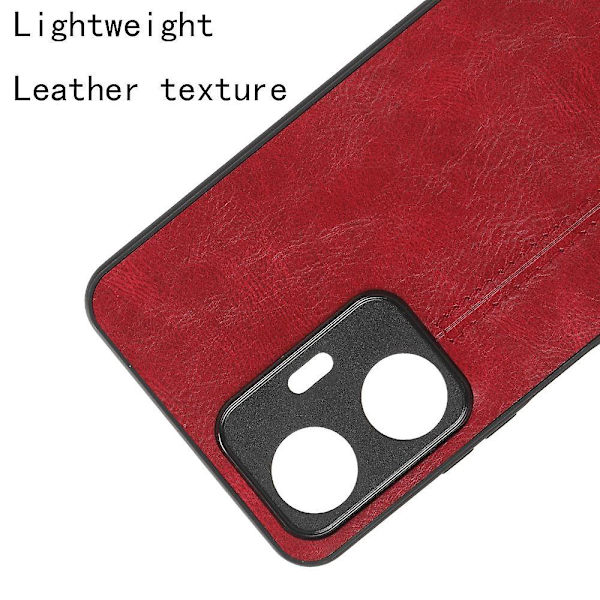 Klädsel i kohudstruktur till Realme C55, PU-läderbelagd TPU+PC-baksida (ZYH) Red, Red Realme C55