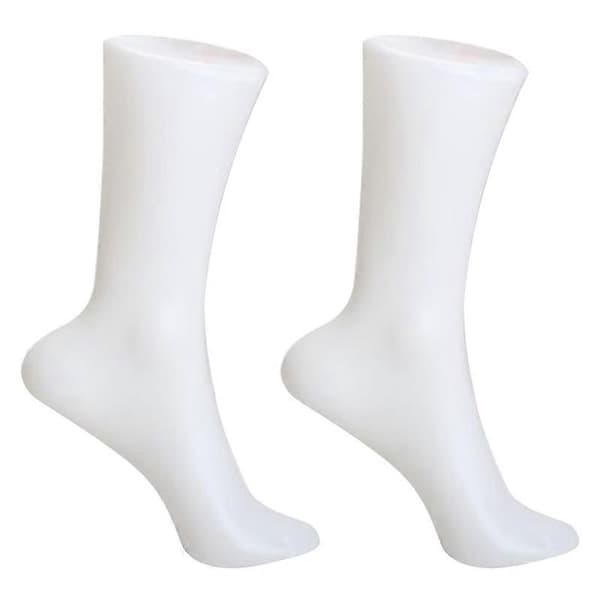 2 ST Kvinnlig Fotstrumpa Socka Display Form Kort Strumpa Skyltdocka Vit