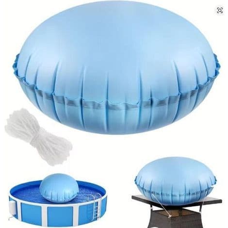Oppustelig vinterpoolpude. 120×120 cm poolpude. Oppustelig pude til vinterklargøring af swimmingpools.