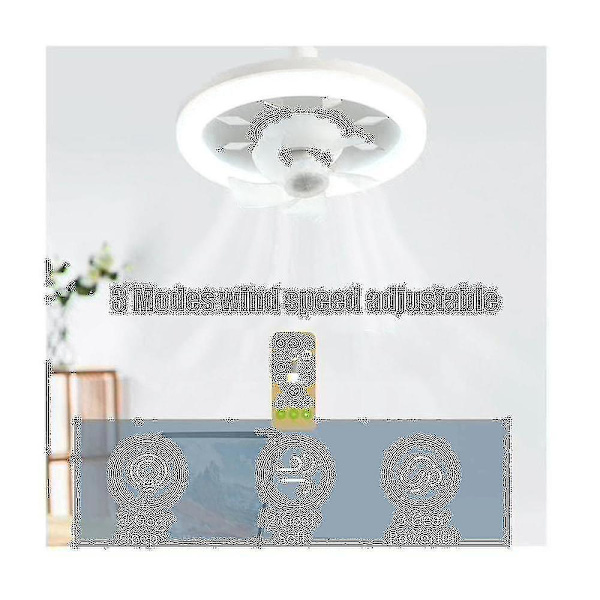 Takfläkt Ljus 60w 3-hastighets Kylfläkt Taklampa Fjärrkontroll E27 Lamphållare Elektrisk Fläkt  (ZYH)