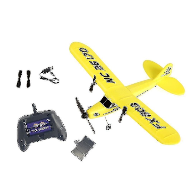 Piper J-3 Cub Fx-803 Fjärrkontroll Glider Elskum Småplan Fast Wing Flygmodell Barnleksak Gul (ZYH)