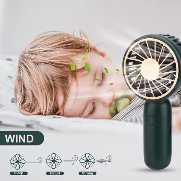 Mini bærbar ventilator. Håndholdt ventilator. Personlig USB-bordventilator. Lommeventilator (grøn)