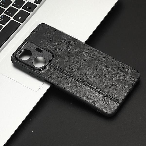 Klädsel i kohudstruktur till Realme C55, PU-läderbelagd TPU+PC-baksida (ZYH) Black, Black Realme C55