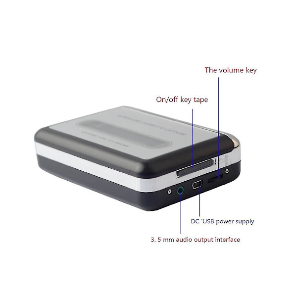 Kassettbandspelare USB-kassett till MP3-omvandlare Capture Audio Music Player Bandspelare  (ZYH) As Shown