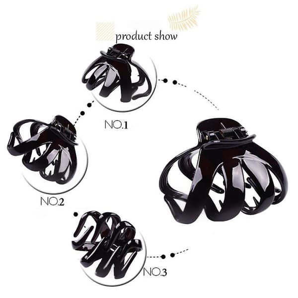 Sæt med 4 hårklemmer formet som blæksprutter, store hårklemmer, til tykt hår