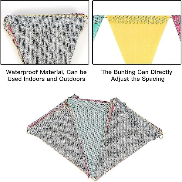40 ft/12 m furv utomhus Vattentät, 3-rems gorvdekorationer Hessian Party Bunting Flaggor Garden Bunting Outdoor Festival QLB (DPD)