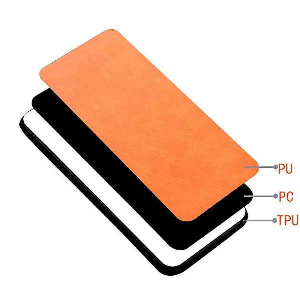 Mobilfodral i kohudstruktur till Realme C55, PU-läderklädd TPU+PC-baksida (ZYH) Orange, Orange Realme C55