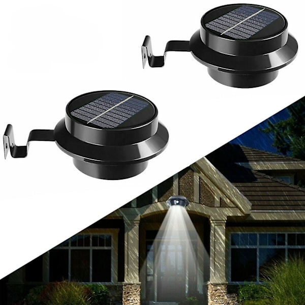 2 st solcells 3 LED-rännlampor  staketlampor, sensorvägglampa för utomhusbelysning - varmt vitt ljus  (ZYH)
