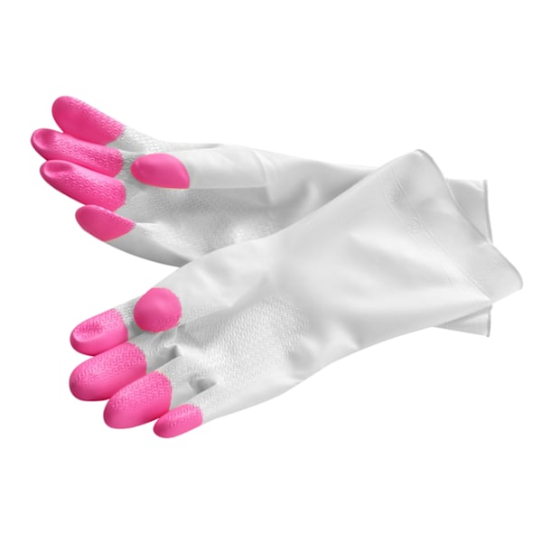PVC Hushållshandskar Rengöring Anti Slip Multifunktionella Ergonomiska Vattentäta Diskhandskar Rosa (ZYH)