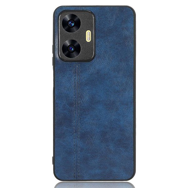 Klädsel i kohudstruktur för Realme C55, PU-läderbelagd TPU+PC-baksida (ZYH) Blue, Blue Realme C55