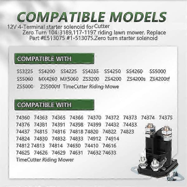 Solenoid til Zero Turn Plæneklipper Toro Timecutter Ss5000 Z4200 Ss4225 Ss4235 Erstatningsdel
