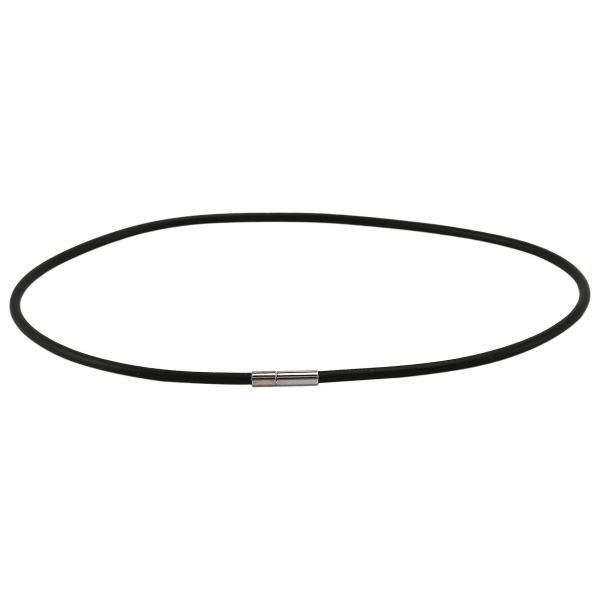 3 mm svart gummibandshalsband med stängning i rostfritt stål - 45,7 cm (ZYH) Black