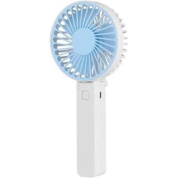Mini genopladelig lommeventilator, foldbar og bærbar med bælteclips, ideel til rejser og hjemmet. Blå