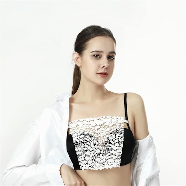 Spetsklädd bh-skydd, osynlig bh-klyvning, täckning för låg urringning, spetslinne, clip-on mock camisole bh för kvinnor (ZYH)