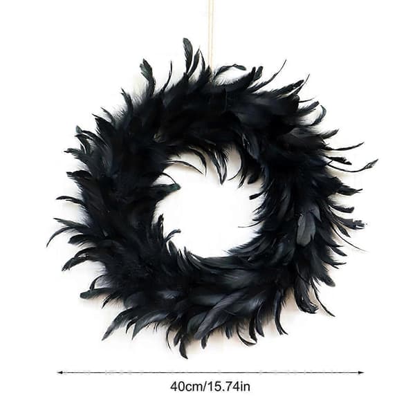 40 cm Halloween Sort Fjer Krans til Festdekoration 2025