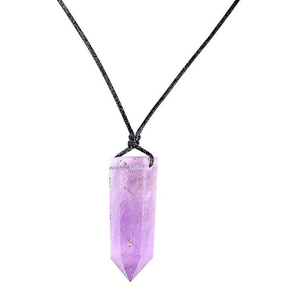 Energistens Halsband Naturlig Lila Kristall Ametist Hexagonal Pelare (ZYH)