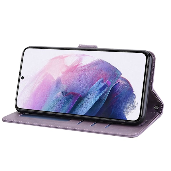 För SAMSUNG Galaxy S21 Fe 5G Präglad Läderfodral  (DPD) Purple Samsung Galaxy S21 FE 5G
