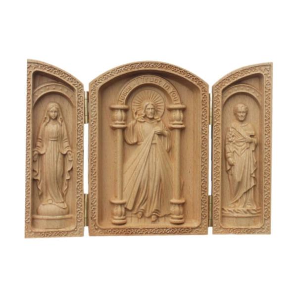 Triptykon Statue Håndværk Ornament Religiøs Statue til Have Skab Kontor