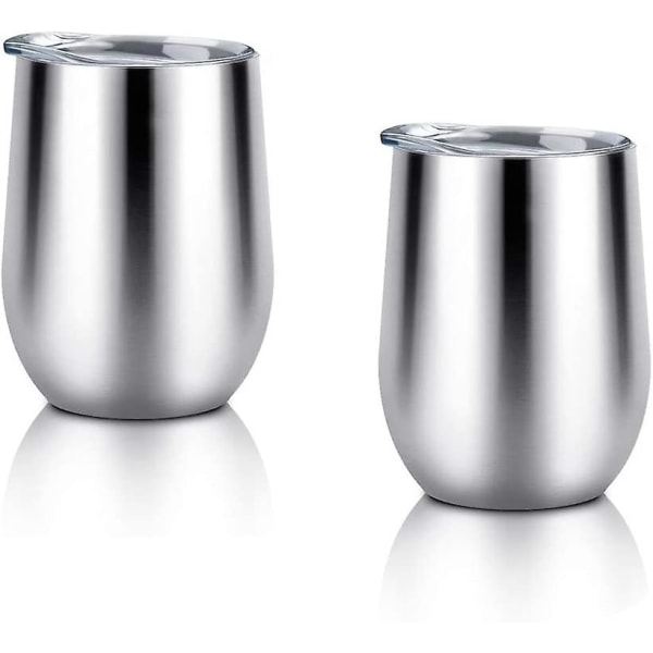 2024 2st isolerad vinglas med lock, 12 oz rostfritt stål vinglasglas med dubbla väggar (ZYH)