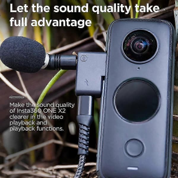 Insta-360 ONE X2 Dubbel Mikrofonadapter med 3,5 mm Ingång & USB-C Port för Externa Mikrofoner