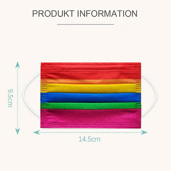 50 Stück Erwachsene Mundschutz mit Motiv Bunt Mund Nasenschutz Regenbogen Druck Maske Tücher Atmung (ZYH)