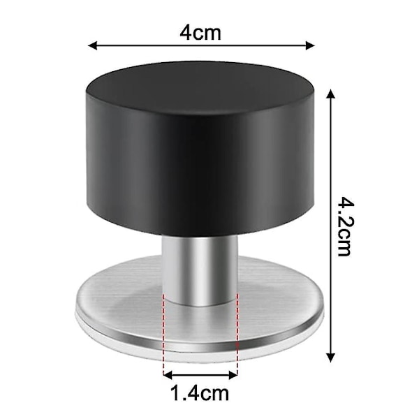 2 st självhäftande dörrstoppar robusta rostfria gummidörrstoppar fiis  (ZYH) Black