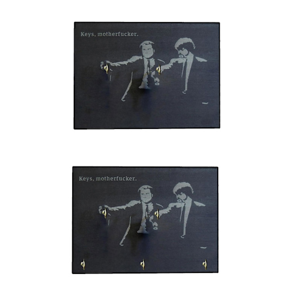 Trähängande nyckelkrok, Pulp Fiction nyckelhållare, Creative Wall Hanging 2/5 krokar (ZYH) 5
