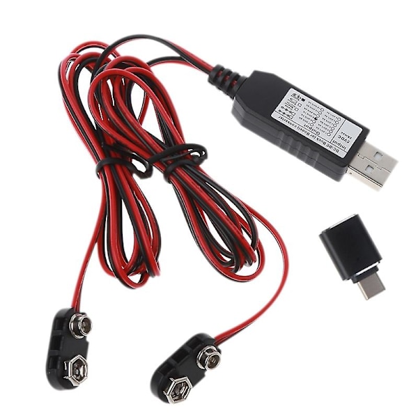 6f22 9v batterieliminator Byt 9-volts batterier USB/typ C power (DPD) 2m