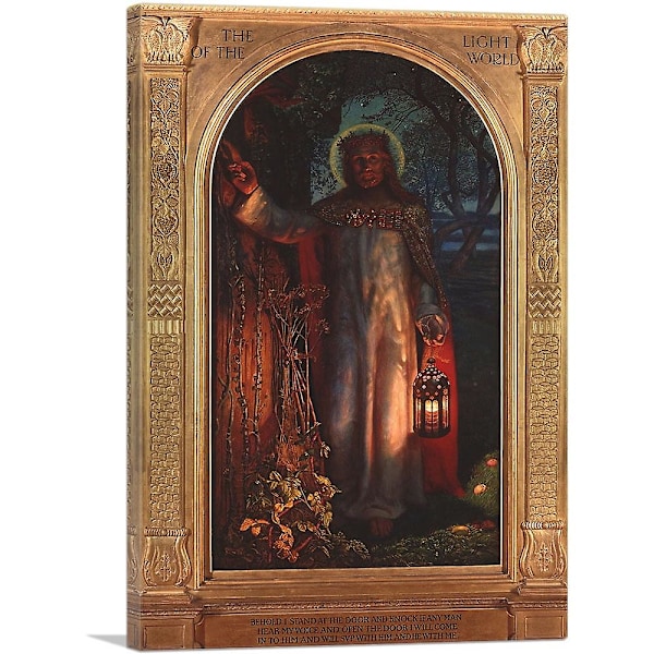 The Light Of The World 1851 (St Paul's Cathedral Version) (Med printed ram) Print av William Holman Hunt 12"x16" (DPD) 16x24 in 40x59cm