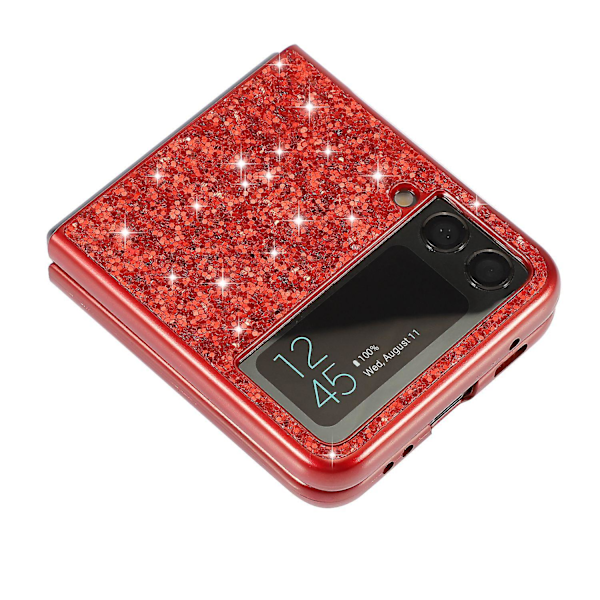 För Samsung Galaxy Z Flip4 5G Glitter Sparkling Case Electroplating TPU Frame Protective Cover  (DPD) Red Samsung Galaxy Z Flip4 5G