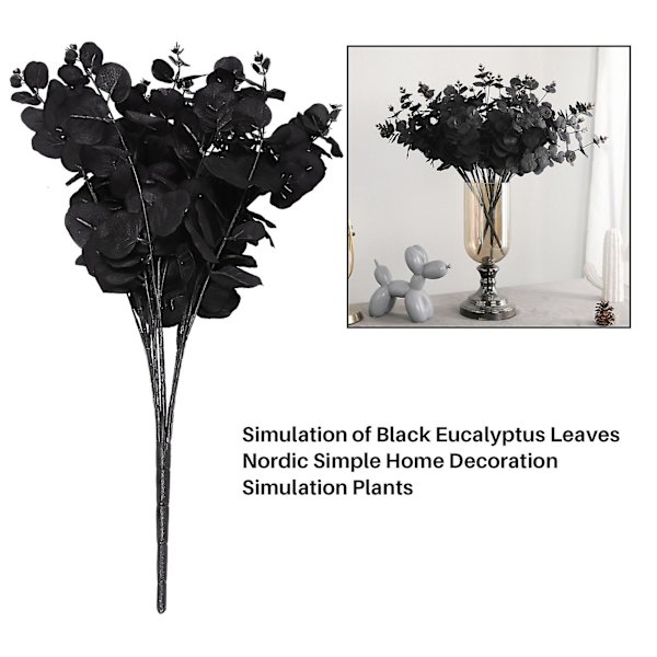 20 huvuden konstgjord svart eukalyptus falsk blomma växt Bröllopsfest dekoration (DPD) black