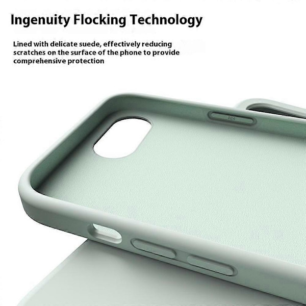 Cover til iPhone 16e, PC + flydende silikone, anti-ridse foring - Lysegrå