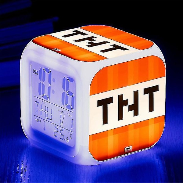 Minecraft Väckarklocka Coolie Scared Cartoon Led Digital Color Luminous Clock Födelsedagspresent Julklapp (ZYH)