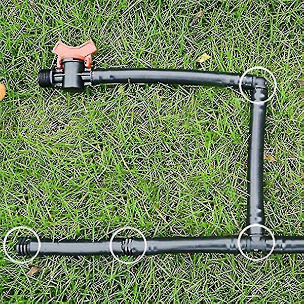 Bevattningskopplingssats för dropprör - 6 T-kopplingar, 6 kopplingar, 6 ändar, 6 armbågar - 16 mm droppspridare (ZYH)