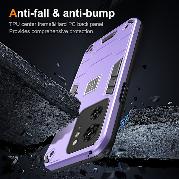 För Motorola Edge 40 5G Telefonfodral Robust Hybrid Stöttålig Hård PC Mjuk TPU-skydd  (ZYH) Purple